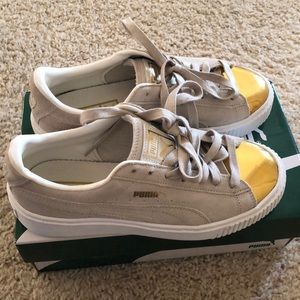 Brand New Puma Suede Platform Sneakers - gold